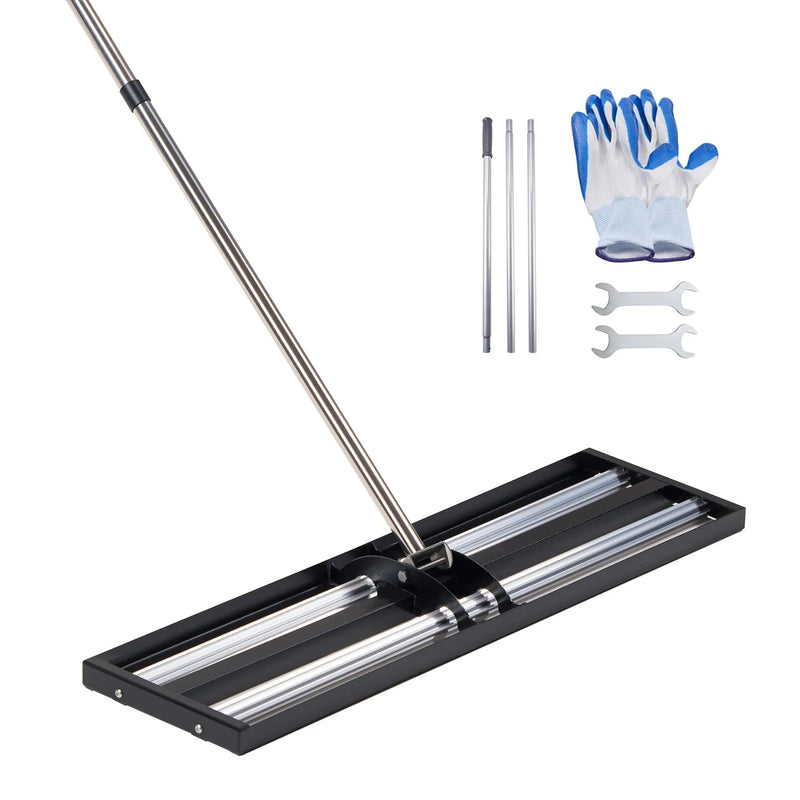 VEVOR uzlabots zāliena līdzināšanas grābeklis ar rullīti, 1220 × 254 mm nerūsējošā tērauda līdzinātājs ar 2130 mm regulējamu rokturi, izturīgs dārza līdzināšanas instruments zālienam un golfa laukumiem