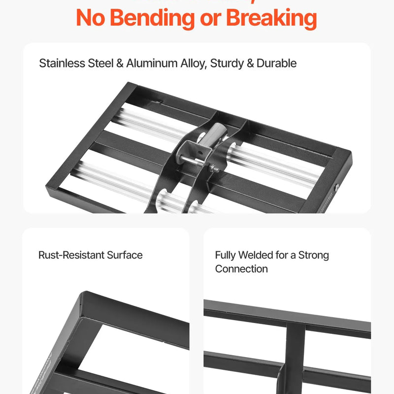 VEVOR zāliena līdzināšanas grābeklis ar 161 cm regulējamu rokturi, 43,2 × 25,4 cm zemes plāksni, izturīgs un rūsas izturīgs metāla augsnes līdzinātājs, zāliena līdzināšanas instruments pagalmam un golfa laukumiem
