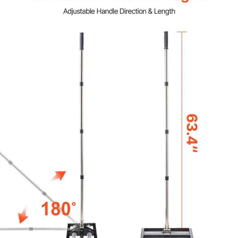 VEVOR zāliena līdzināšanas grābeklis ar 161 cm regulējamu rokturi, 43,2 × 25,4 cm zemes plāksni, izturīgs un rūsas izturīgs metāla augsnes līdzinātājs, zāliena līdzināšanas instruments pagalmam un golfa laukumiem