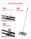 VEVOR zāliena līdzināšanas grābeklis ar 161 cm regulējamu rokturi, 43,2 × 25,4 cm zemes plāksni, izturīgs un rūsas izturīgs metāla augsnes līdzinātājs, zāliena līdzināšanas instruments pagalmam un golfa laukumiem