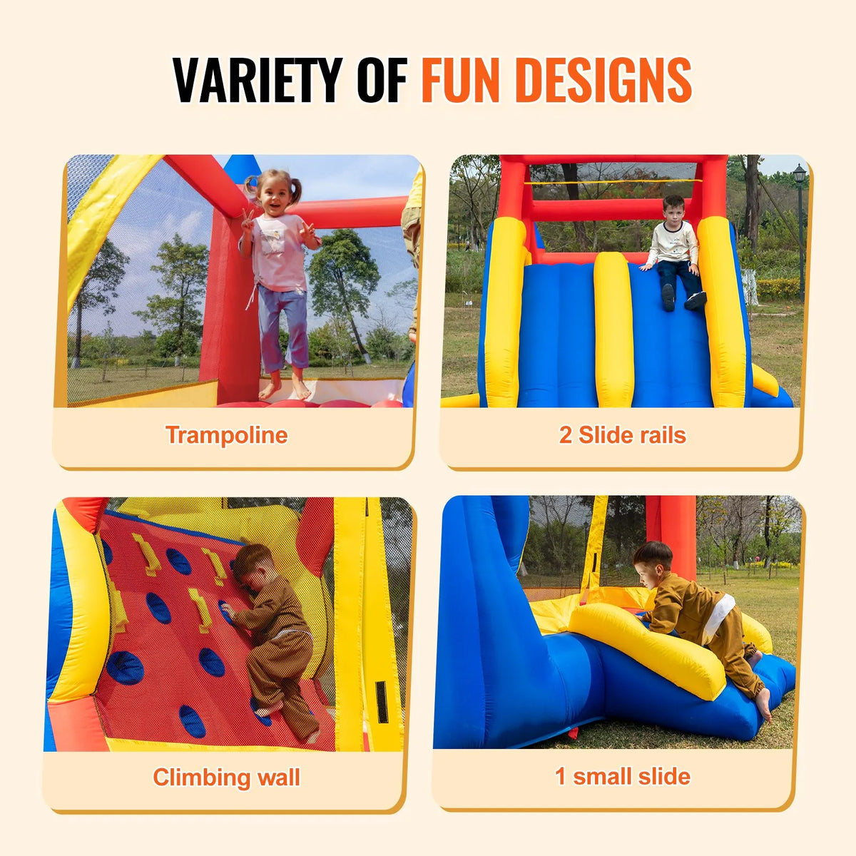 VEVOR Inflatable Bouncy Castle with Slide and Blower, 4.65 × 2.59 × 2.34 m, 3–8 Years