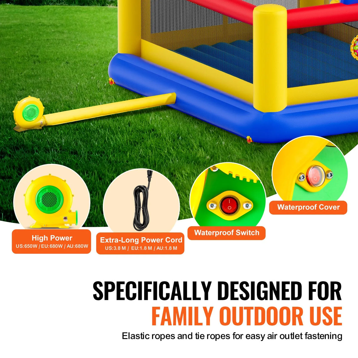 VEVOR Inflatable Bouncy Castle with Slide and Blower, 4.50 × 4.39 × 2.03 m, 3–10 Years
