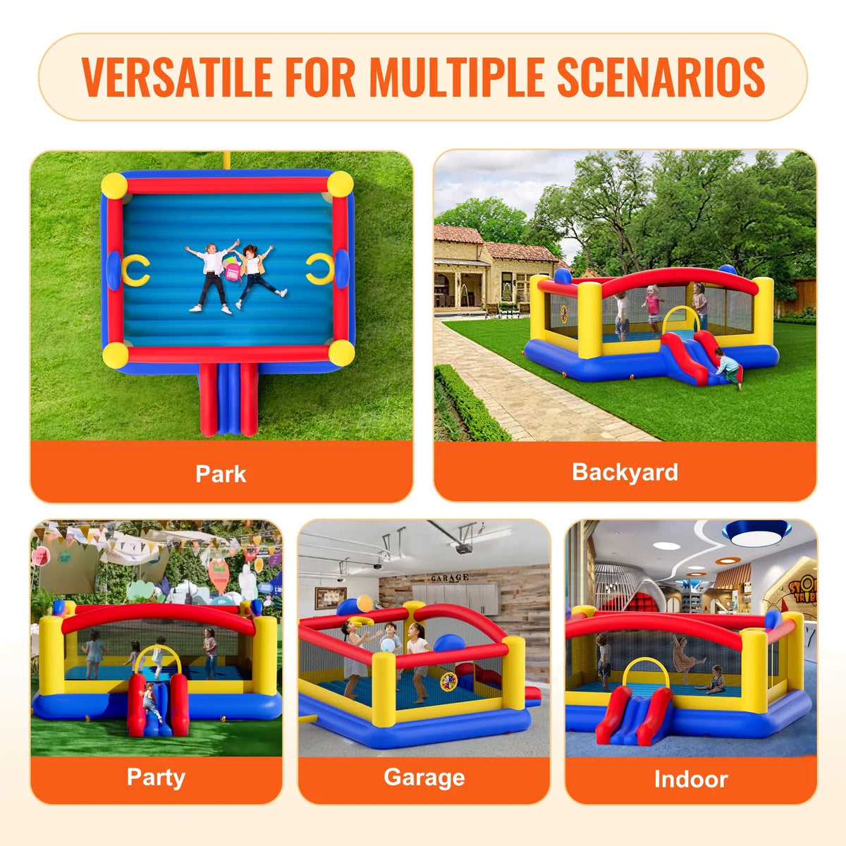 VEVOR Inflatable Bouncy Castle with Slide and Blower, 4.50 × 4.39 × 2.03 m, 3–10 Years