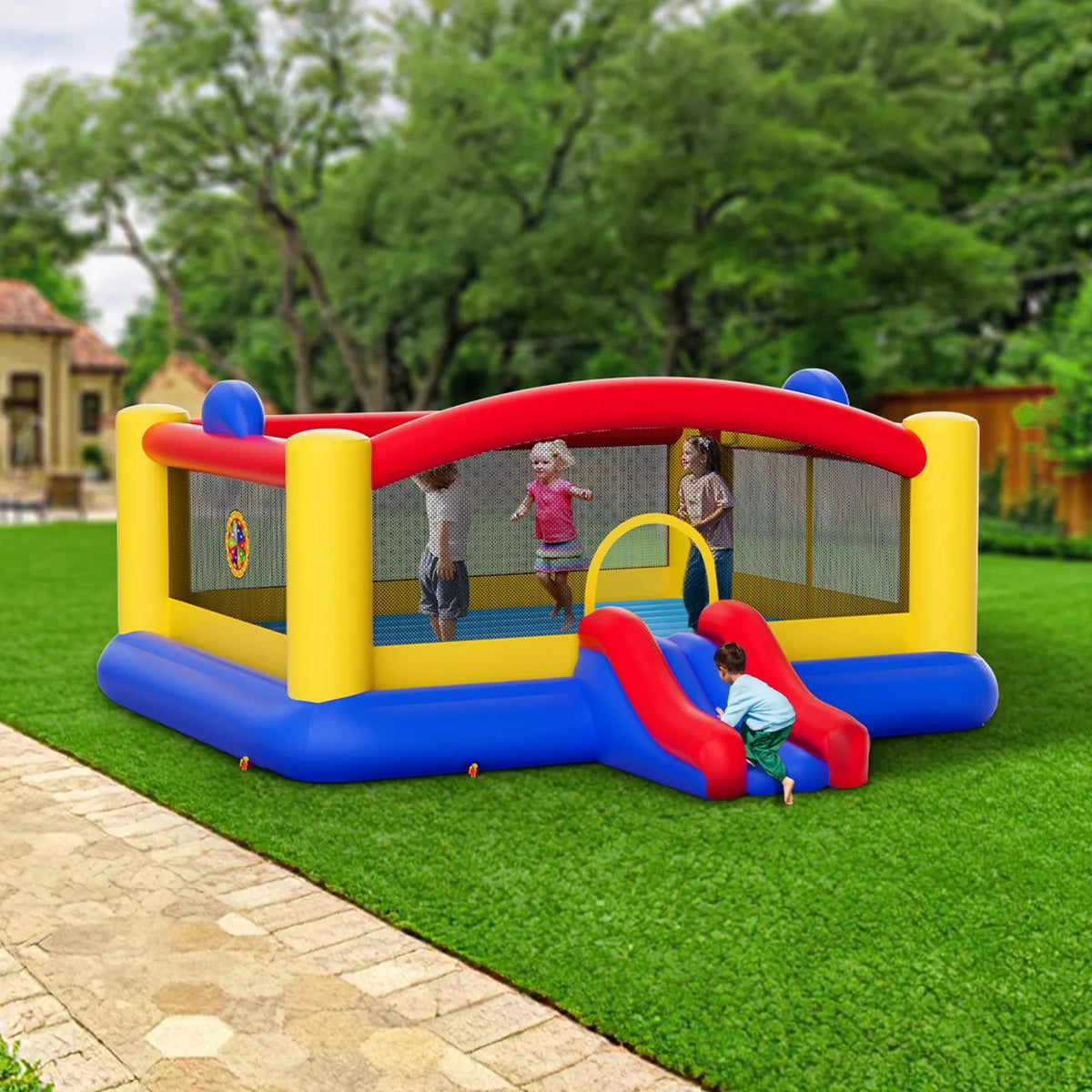 VEVOR Inflatable Bouncy Castle with Slide and Blower, 4.50 × 4.39 × 2.03 m, 3–10 Years