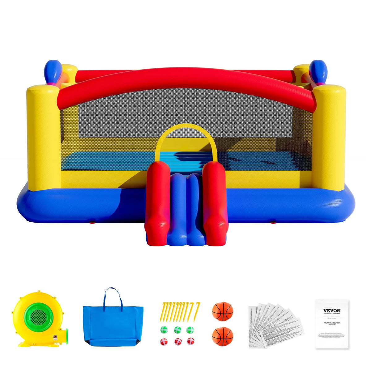 VEVOR Inflatable Bouncy Castle with Slide and Blower, 4.50 × 4.39 × 2.03 m, 3–10 Years