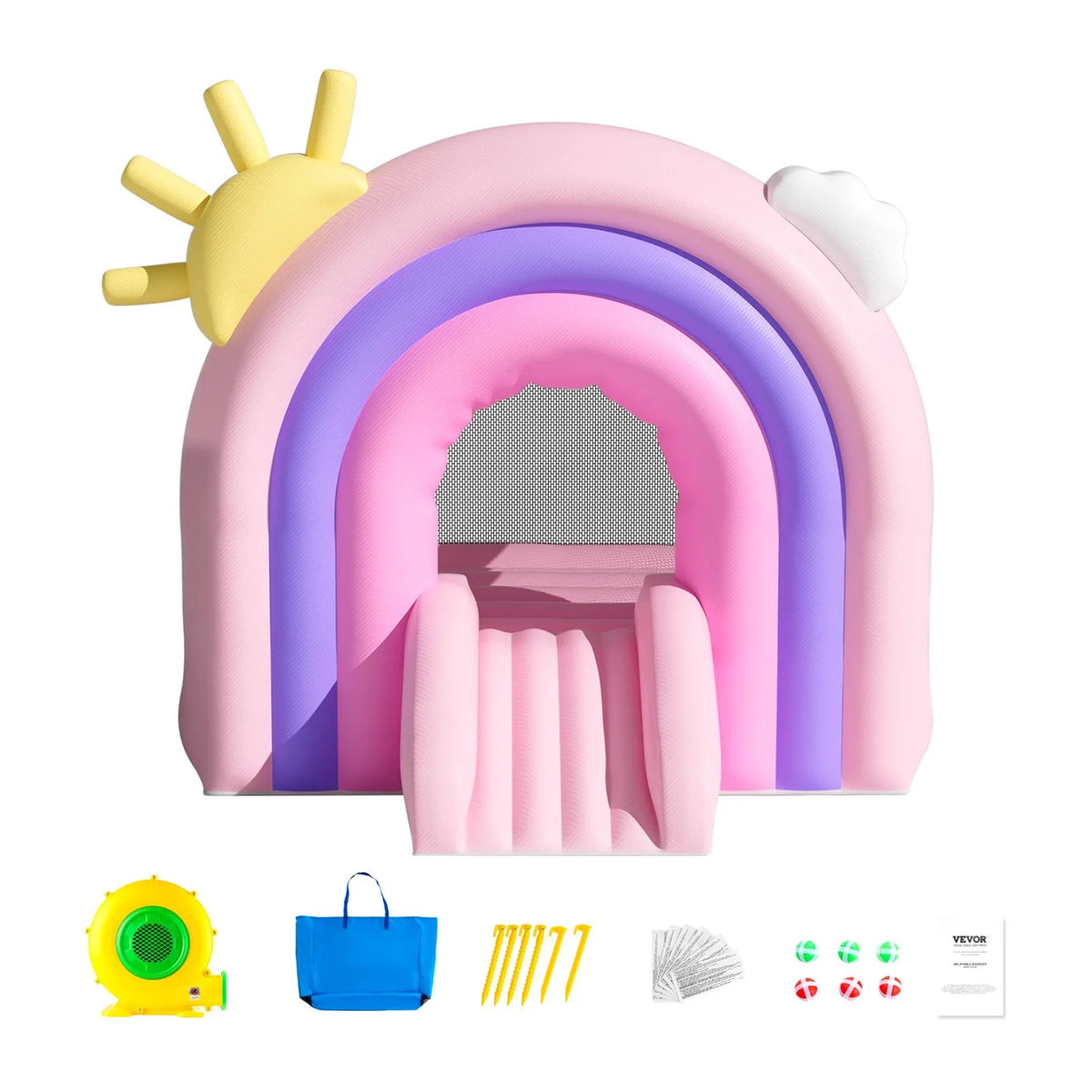 VEVOR Inflatable Bouncy Castle with Slide and Blower, 2.79 × 2.31 × 2.31 m, Indoor and Outdoor
