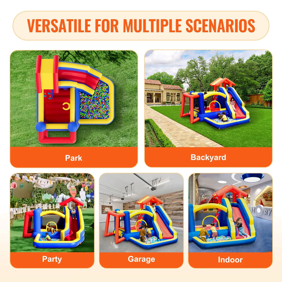 VEVOR Inflatable Bouncy Castle with Slide and Blower, 3.33 × 3.38 × 2.31 m, Ages 3–8
