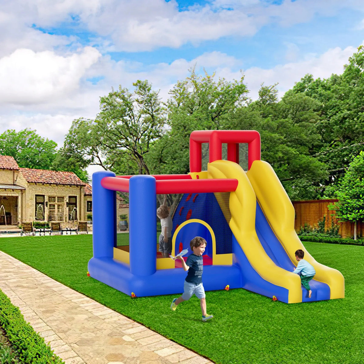 VEVOR Inflatable Bouncy Castle with Slide and Blower, 3.40 × 2.59 × 2.31 m, 3–8 Years