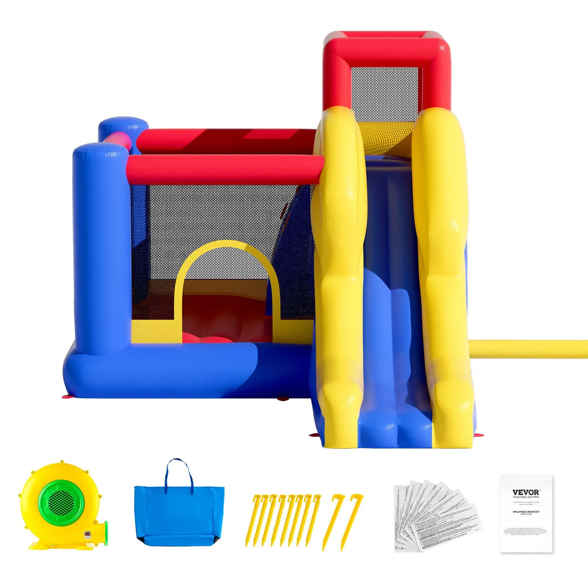 VEVOR Inflatable Bouncy Castle with Slide and Blower, 3.40 × 2.59 × 2.31 m, 3–8 Years
