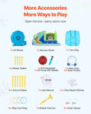 VEVOR Piepūšamā batuta pils ar ūdens slidkalniņu 3,45 × 3,75 × 2,13 m, ar batuta zonu, basketbola grozu, šļakatu baseinu un ūdens riņķa mešanu, paredzēta 3–4 bērniem vecumā no 3 līdz 8 gadiem