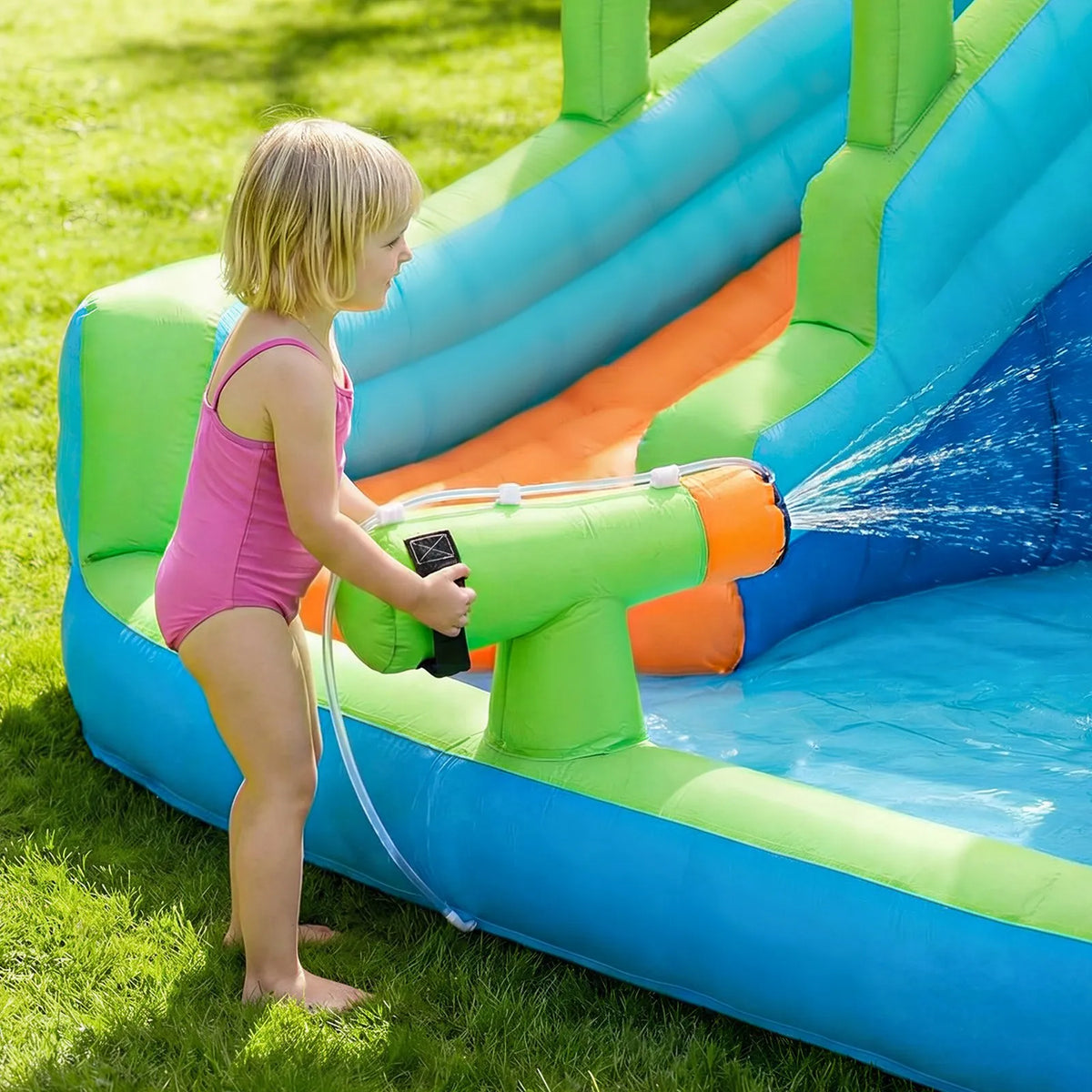 VEVOR Inflatable Castle with Water Slide, Basketball Hoop and Pool, 3.45 × 3.75 × 2.13 m, Ages 3–8