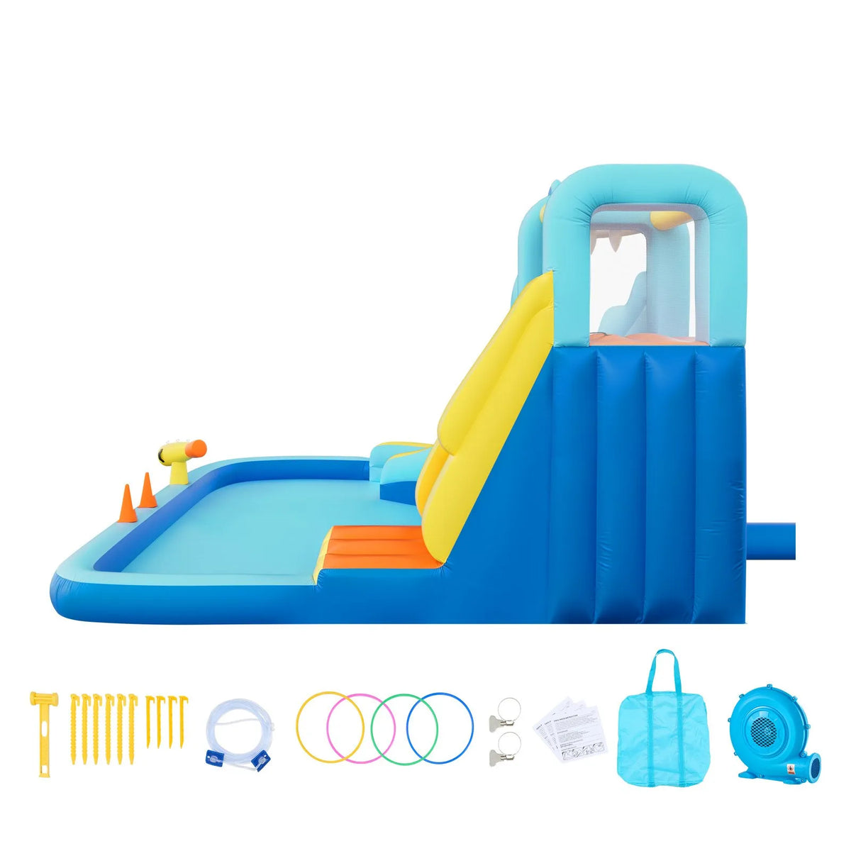 VEVOR Inflatable Castle with Water Slide, Climbing Wall and Pool, 3.53 × 3.99 × 2.35 m, Ages 3–8