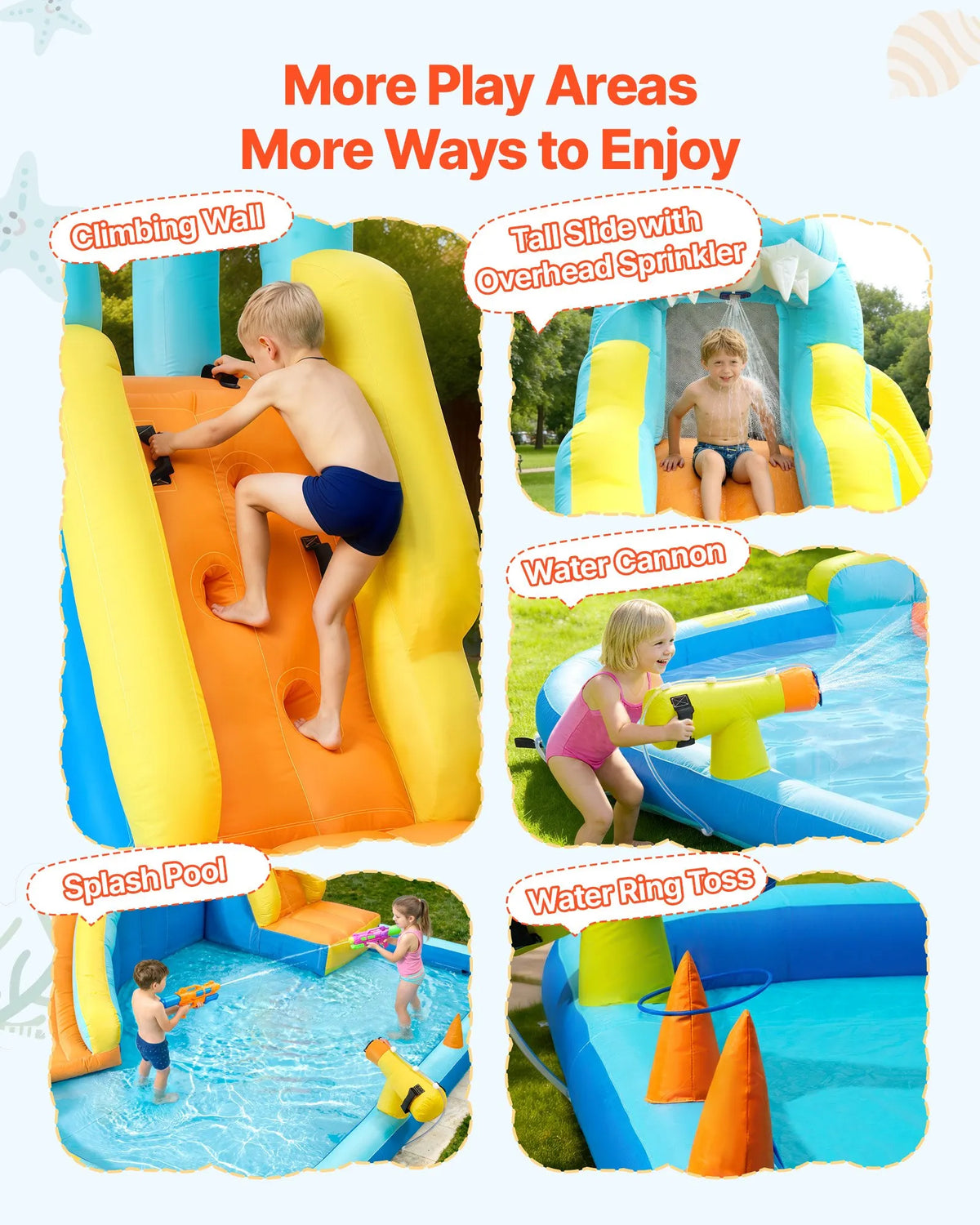 VEVOR Inflatable Castle with Water Slide, Climbing Wall and Pool, 3.53 × 3.99 × 2.35 m, Ages 3–8