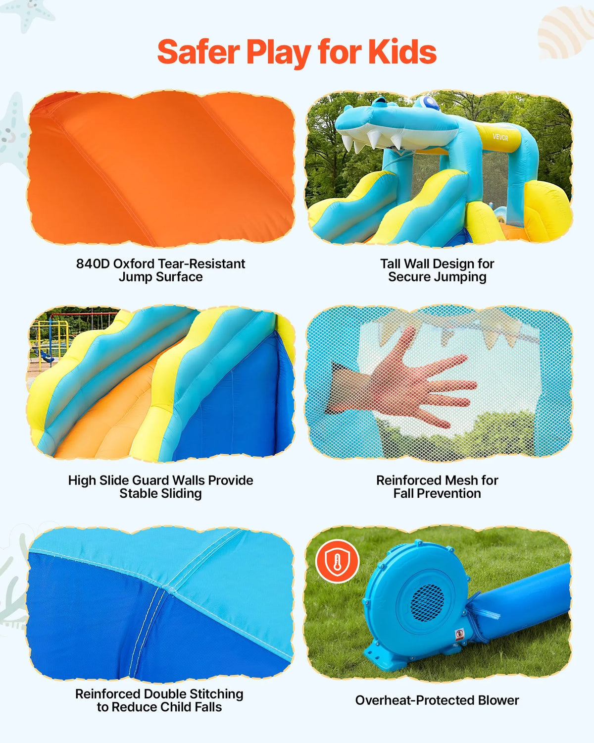VEVOR Inflatable Castle with Water Slide, Climbing Wall and Pool, 3.53 × 3.99 × 2.35 m, Ages 3–8