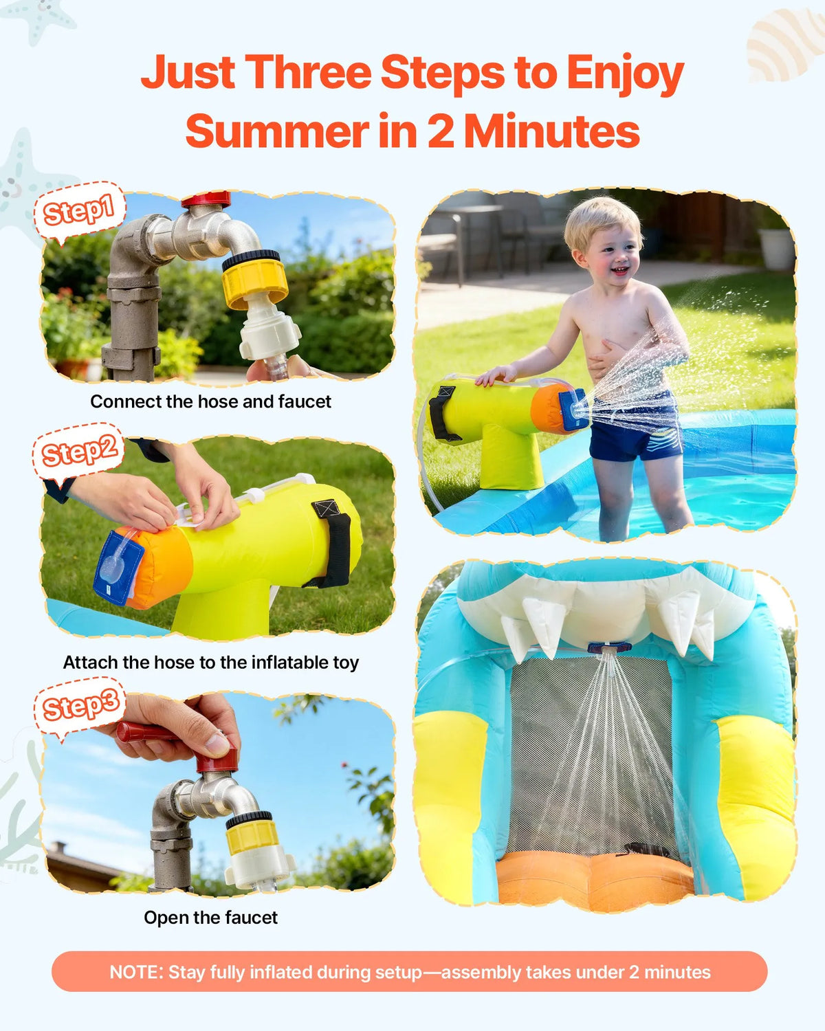 VEVOR Inflatable Castle with Water Slide, Climbing Wall and Pool, 3.53 × 3.99 × 2.35 m, Ages 3–8