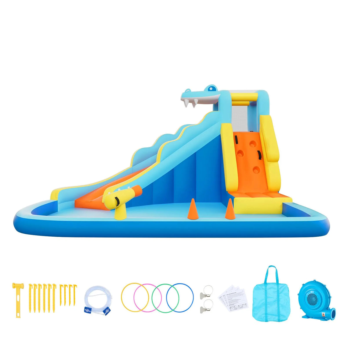 VEVOR Inflatable Castle with Water Slide, Climbing Wall and Pool, 3.53 × 3.99 × 2.35 m, Ages 3–8