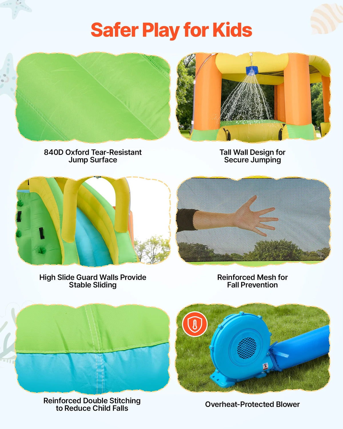 VEVOR Inflatable Castle with Water Slide, Climbing Wall and Pool, 4.05 × 3.47 × 2.56 m, Ages 3–8