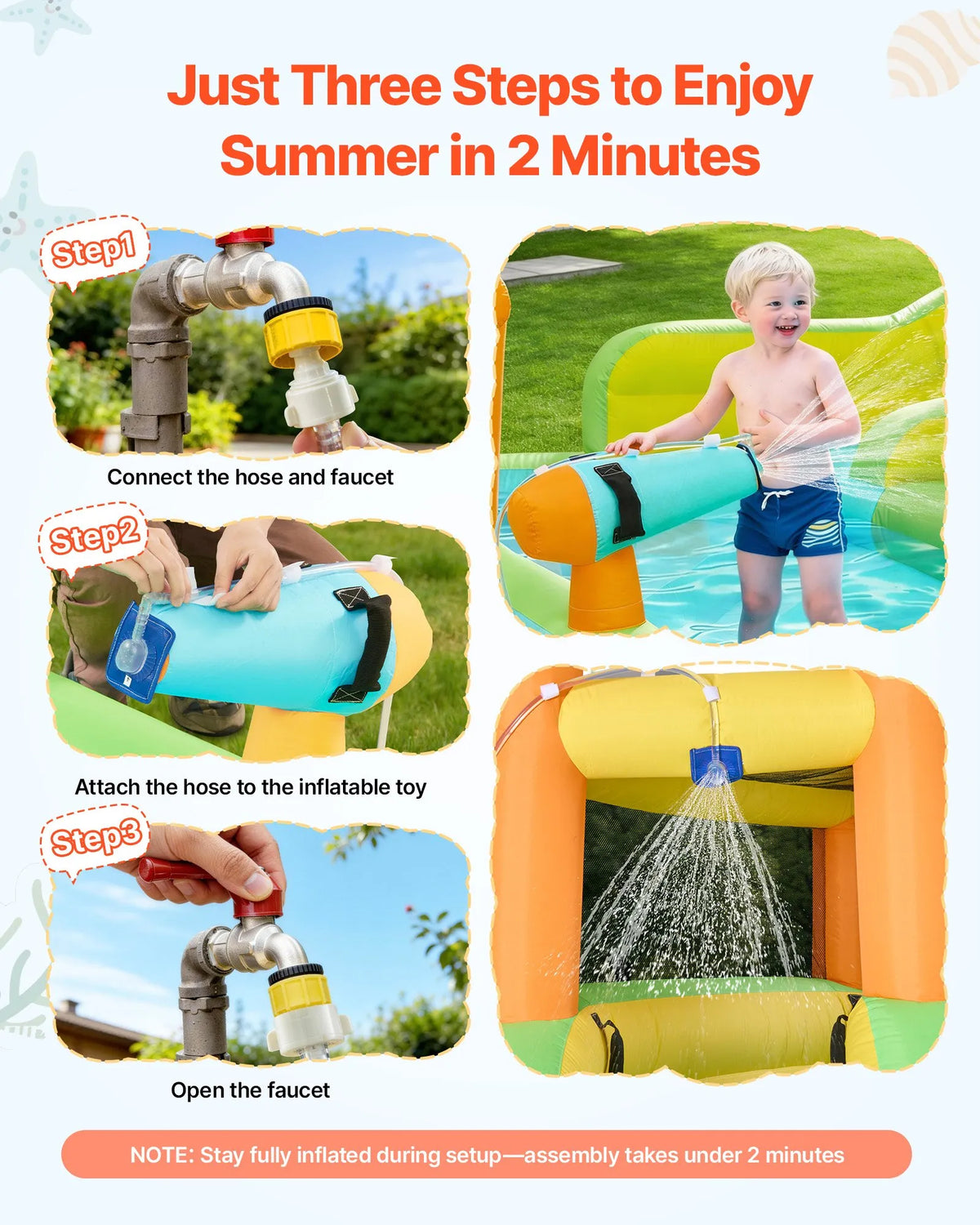 VEVOR Inflatable Castle with Water Slide, Climbing Wall and Pool, 4.05 × 3.47 × 2.56 m, Ages 3–8