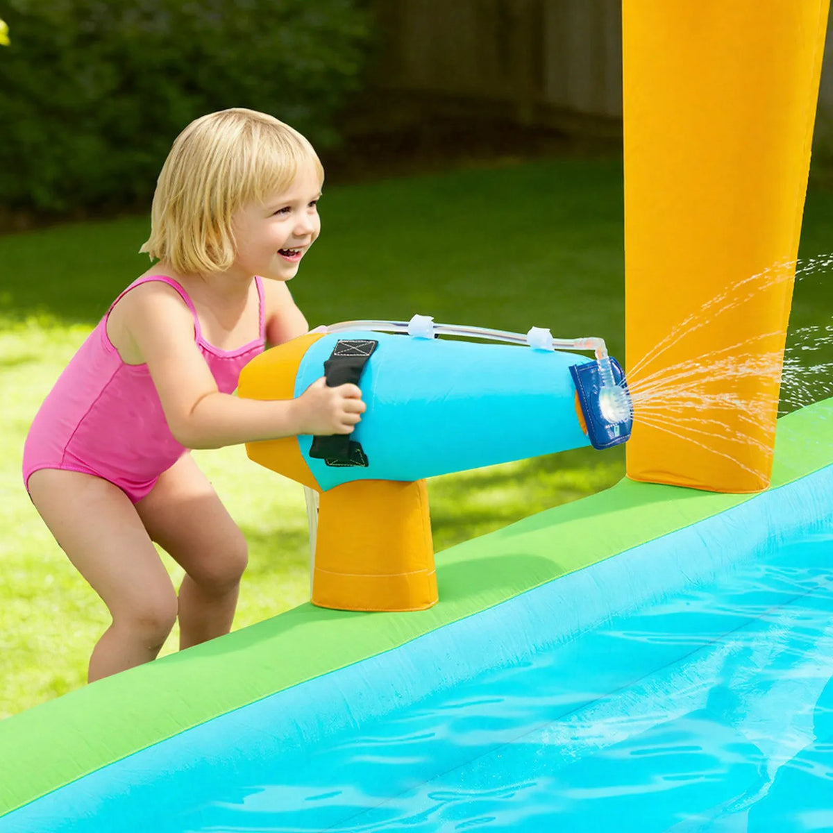 VEVOR Inflatable Castle with Water Slide, Climbing Wall and Pool, 4.05 × 3.47 × 2.56 m, Ages 3–8