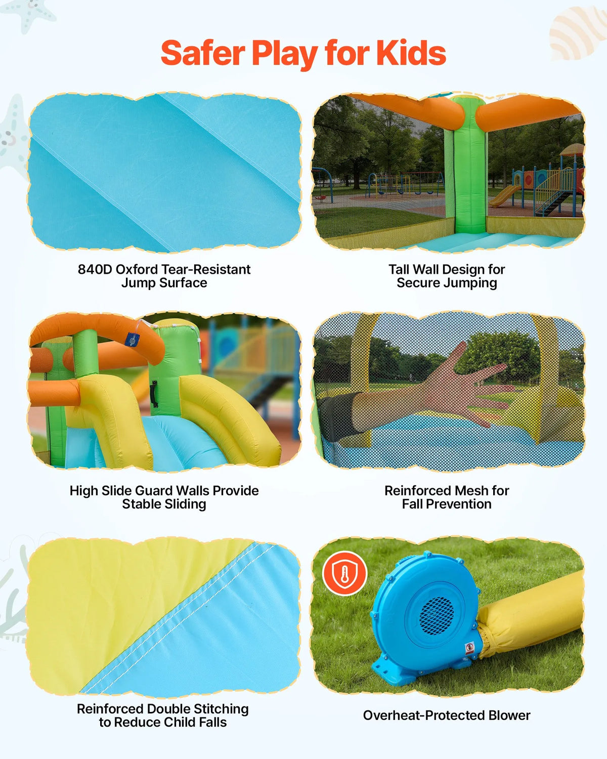 VEVOR Inflatable Castle with Water Slide, Basketball Hoop and Pool, 3.81 × 3.99 × 1.98 m, Ages 3–8