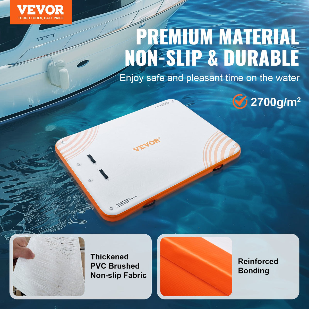 VEVOR надувная плавающая платформа с лестницей, 3,05 × 2,44 м