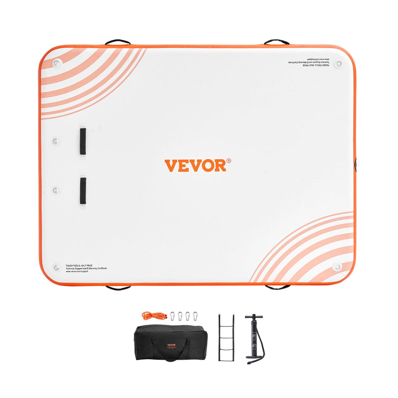 VEVOR piepūšamā peldošā platforma, 10 × 8 FT ūdens platforma ar neslīdošu virsmu, pārnēsājamu somu un noņemamām kāpnēm, peldošā sala baseinam, pludmalei un okeānam