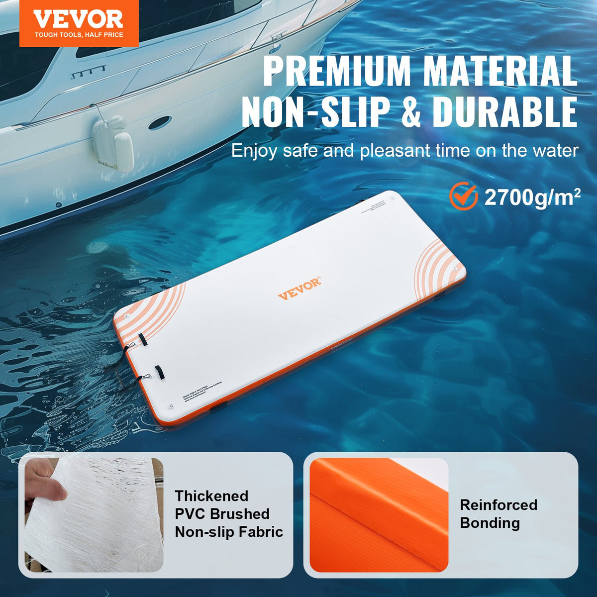VEVOR piepūšamā peldošā platforma ar kāpnēm, 4,57 × 1,83 m
