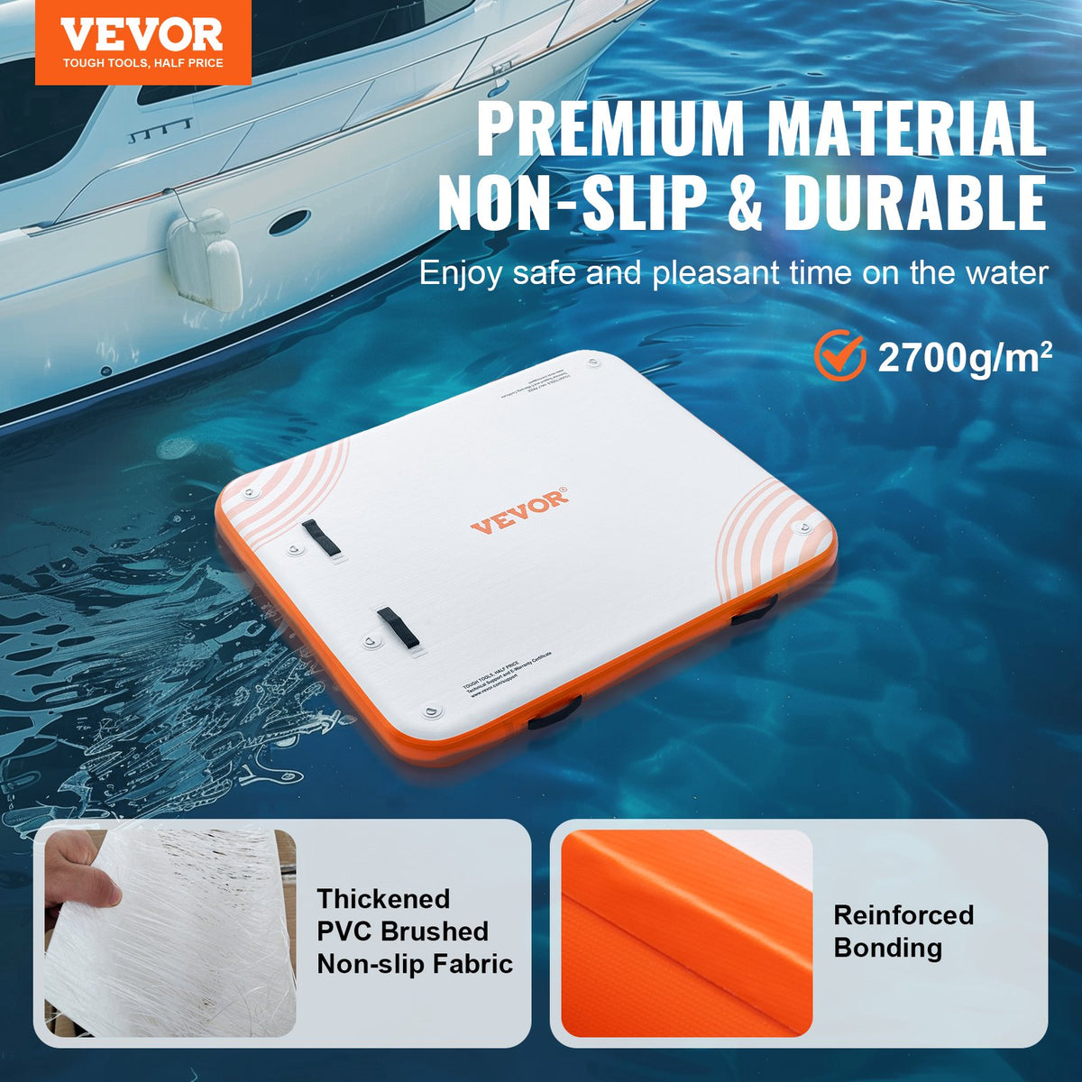 VEVOR piepūšamā peldošā platforma ar kāpnēm, 1,83 × 1,52 m