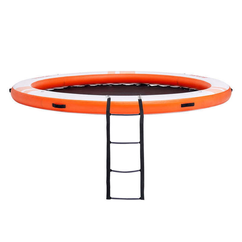 VEVOR piepūšamā peldošā platforma ø2,44 m, ar ø1,52 m trampolīnas tīkliņa baseinu, neslīdoša virsma, pārnēsājama soma un noņemama kāpne – baseinam, pludmalei, atpūtai