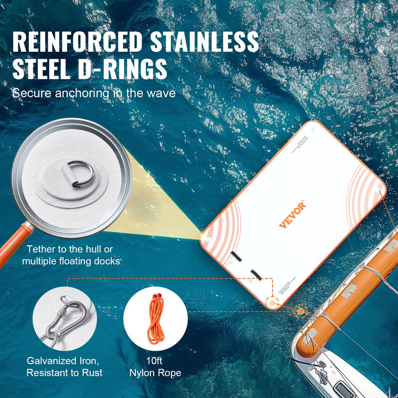 VEVOR piepūšamā peldošā platforma, 2,44 x 1,52 m, ar neslīdošu virsmu, pārnēsājamu somu un noņemamu kāpni — peldoša sala baseinam, pludmalei, okeānam