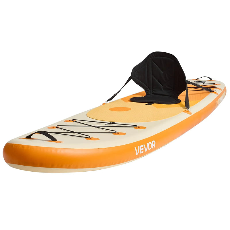 VEVOR piepūšamais SUP dēlis ar sēdekli 323 x 84 x 15 cm, īpaši viegls stāvairēšanas dēlis komplektā ar pumpi, airi, spuru, mugursomu un drošības saiti pieaugušajiem un jauniešiem