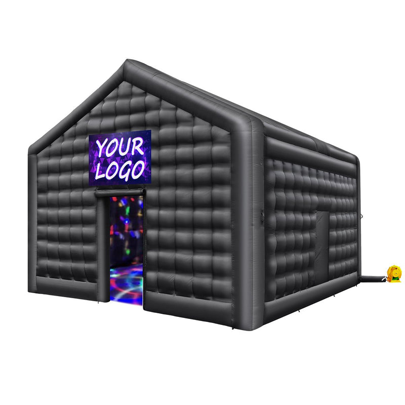 VEVOR 5.4 x 5 x 4.25 m piepūšamā telts, ideāli piemērota āra ballītēm, pasākumiem vai jebkuram citam notikumam, kas prasa unikālu un stilīgu vidi. Iekļauts apgaismojums, kas piešķir papildus atmosfēru jūsu pasākumam.