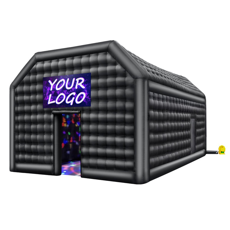 VEVOR 8 x 6 x 4m piepūšamā telts, ideāli piemērota āra ballītēm, pasākumiem vai jebkuram citam notikumam, kas prasa unikālu un stilīgu vidi. Iekļauts apgaismojums, kas piešķir papildus atmosfēru jūsu pasākumam.