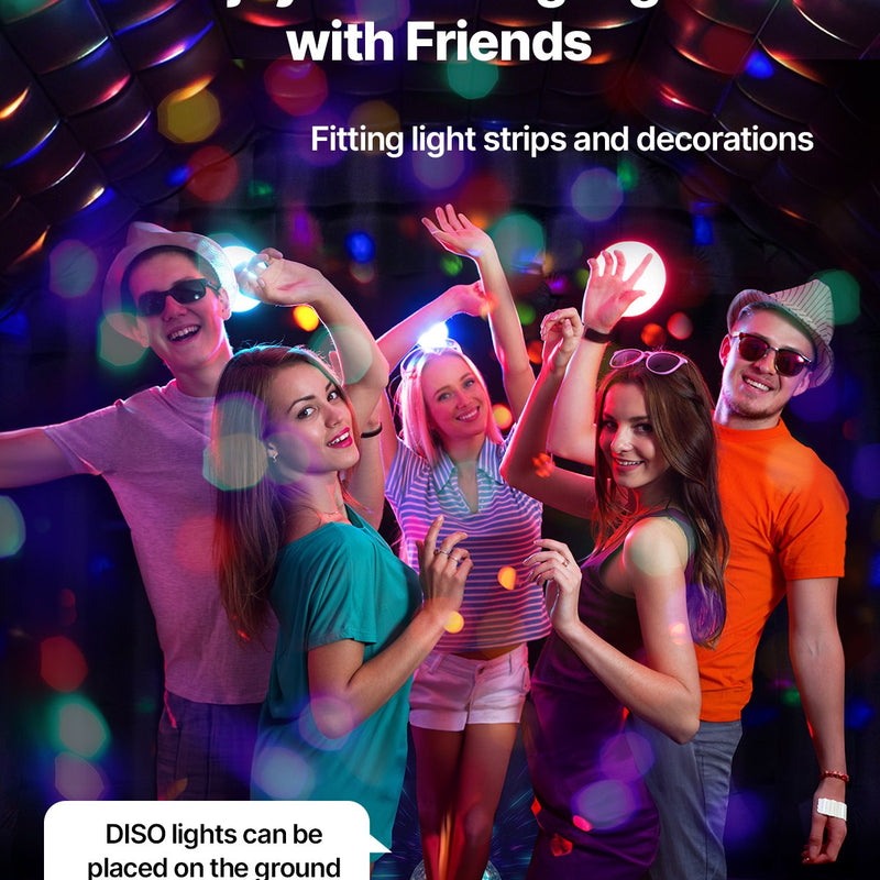 VEVOR 9 x 6 x 4m piepūšamā telts, ideāli piemērota āra ballītēm, pasākumiem vai jebkuram citam notikumam, kas prasa unikālu un stilīgu vidi. Iekļauts apgaismojums, kas piešķir papildus atmosfēru jūsu pasākumam.