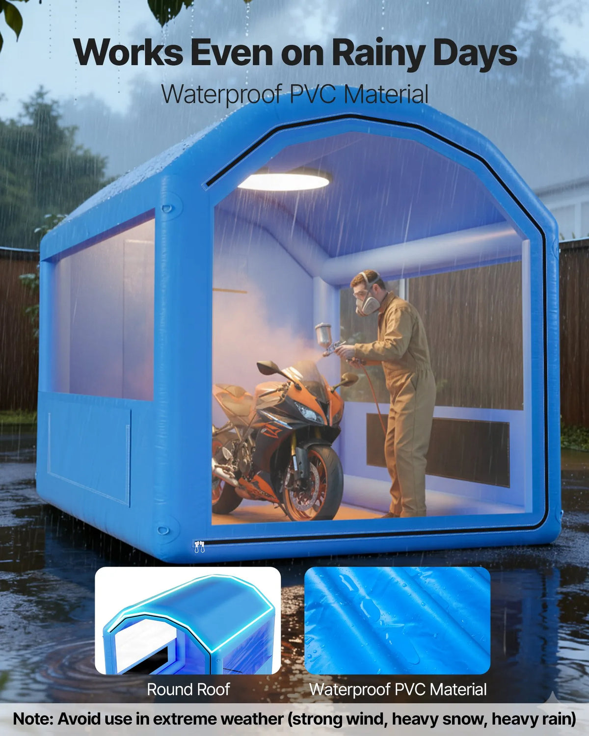 VEVOR Inflatable Paint Booth, 3 × 2.5 × 2.5 m, Inflatable Spray Booth with 550 W Powerful Air Blower and Air Filtration System, Arched Roof, for Painting Bicycles, Motorcycles and Car Body Metal Parts