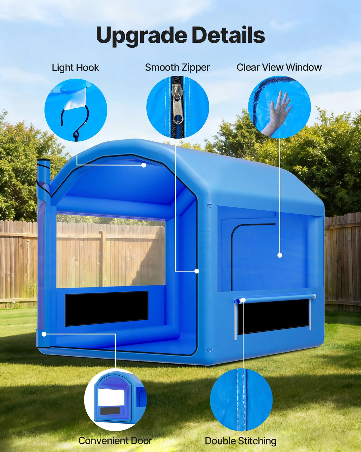 VEVOR Inflatable Paint Booth, 3 × 2.5 × 2.5 m, Inflatable Spray Booth with 550 W Powerful Air Blower and Air Filtration System, Arched Roof, for Painting Bicycles, Motorcycles and Car Body Metal Parts