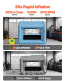 VEVOR piepūšamā krāsošanas kabīne, 3 × 2,5 × 2,5 m, ar 550 W jaudīgu gaisa pūtēju un gaisa filtrācijas sistēmu, trīsstūrveida jumts, paredzēta velosipēdu, motociklu un automobiļu virsbūves metāla detaļu krāsošanai.