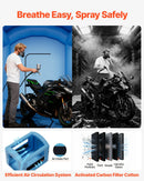 VEVOR piepūšamā krāsošanas kabīne, 3 × 2,5 × 2,5 m, ar 550 W jaudīgu gaisa pūtēju un gaisa filtrācijas sistēmu, apaļš jumts ar gaismas āķi, paredzēta velosipēdu, motociklu un mēbeļu krāsošanai.