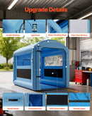 VEVOR piepūšamā krāsošanas kabīne, 3 × 2,5 × 2,5 m, ar 550 W jaudīgu gaisa pūtēju un gaisa filtrācijas sistēmu, apaļš jumts ar gaismas āķi, paredzēta velosipēdu, motociklu un mēbeļu krāsošanai.