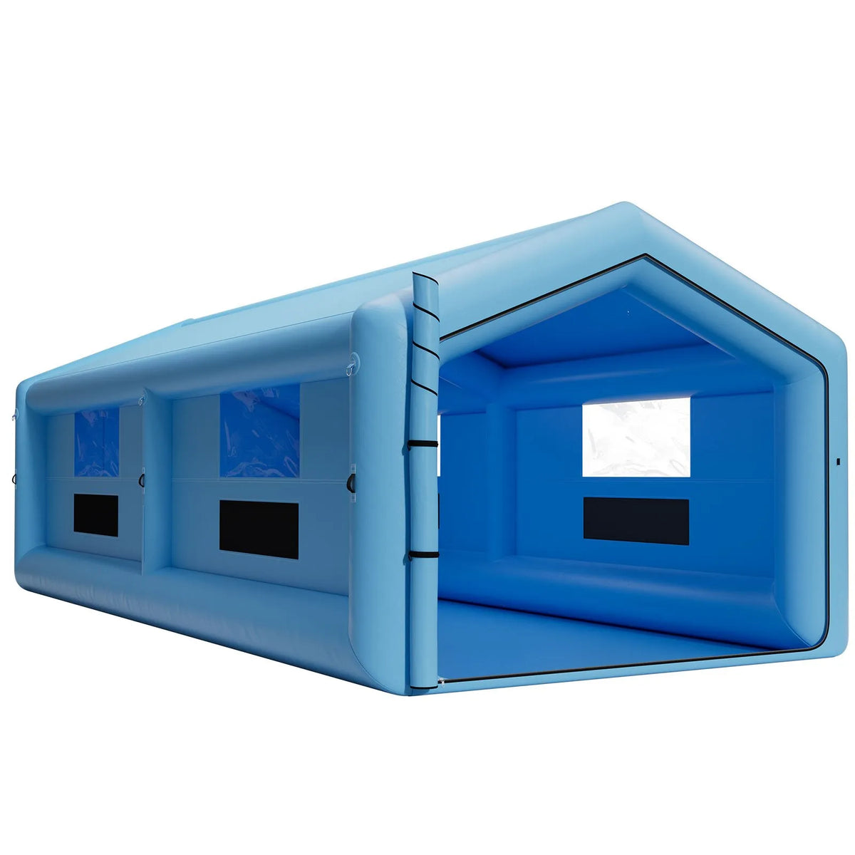 VEVOR Inflatable Spray Booth, 12 × 5 × 4 m, with 950 W + 1100 W Air Blowers and Air Filtration System, Triangular Roof, Suitable for Painting Cars, Trucks, Large Furniture and Metal Parts