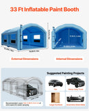 VEVOR piepūšamā krāsošanas kabīne, 10 × 6 × 4 m, piepūšamā krāsošanas kabīne ar 950 W un 1100 W gaisa pūtējiem un gaisa filtrācijas sistēmu, apaļš jumts, paredzēta automobiļu, kravas automašīnu, mēbeļu un automobiļu virsbūves metāla detaļu krāsošanai.