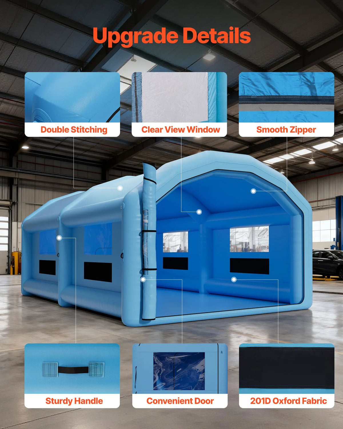 VEVOR Inflatable Spray Booth, 10 × 6 × 4 m, Inflatable Paint Booth with 950 W and 1100 W Air Blowers and Air Filtration System, Arched Roof, for Painting Cars, Trucks, Furniture and Vehicle Body Metal Parts