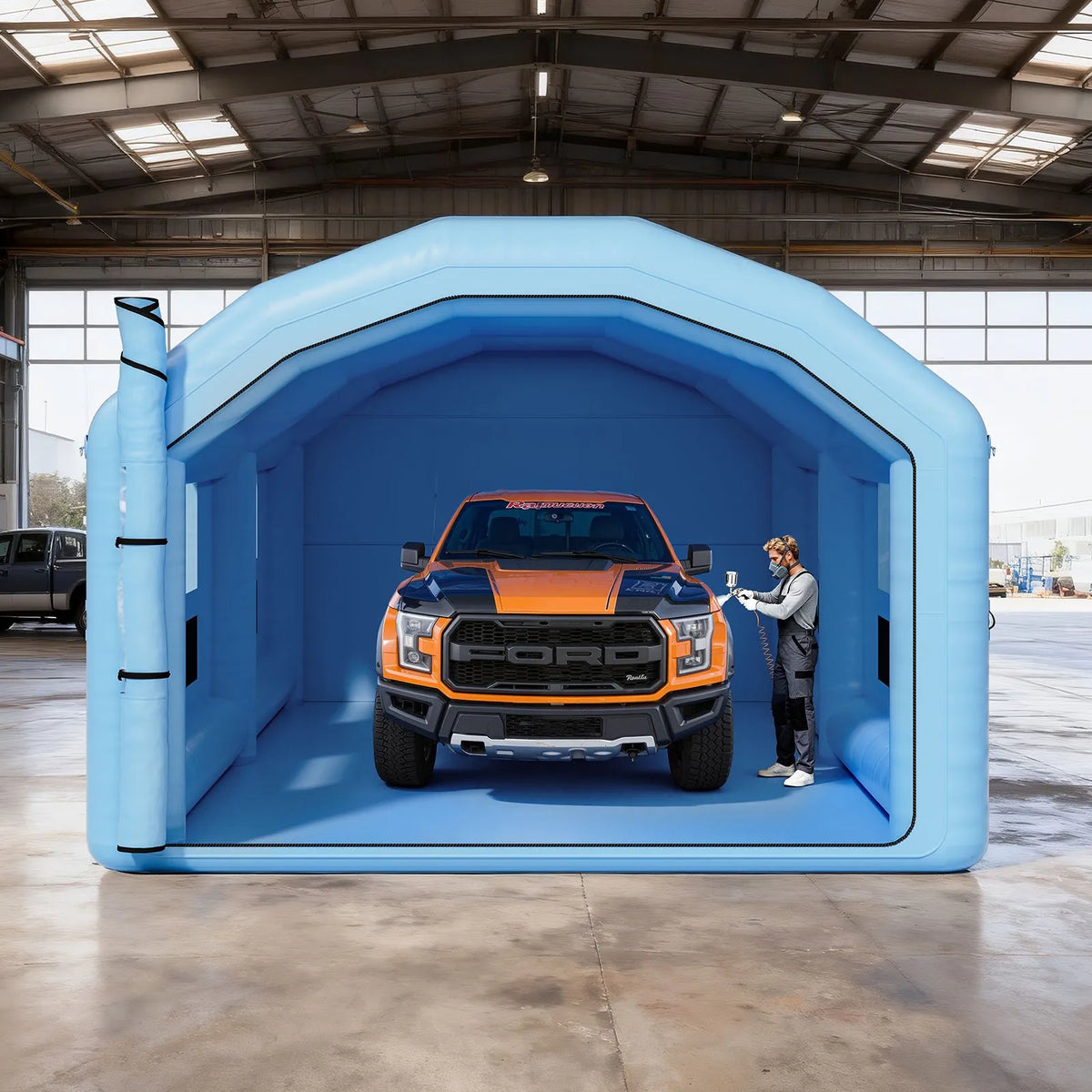 VEVOR Inflatable Spray Booth, 10 × 6 × 4 m, Inflatable Paint Booth with 950 W and 1100 W Air Blowers and Air Filtration System, Arched Roof, for Painting Cars, Trucks, Furniture and Vehicle Body Metal Parts