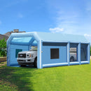 Piepūšamā krāsošanas telpa, 10 x 6,4 x 4,5 m, ar 1100W un 750W jaudīgiem pūtējiem un gaisa filtru sistēmu, pārnēsājama, piemērota lieliem kravas auto, furgoniem un smagai tehnikai