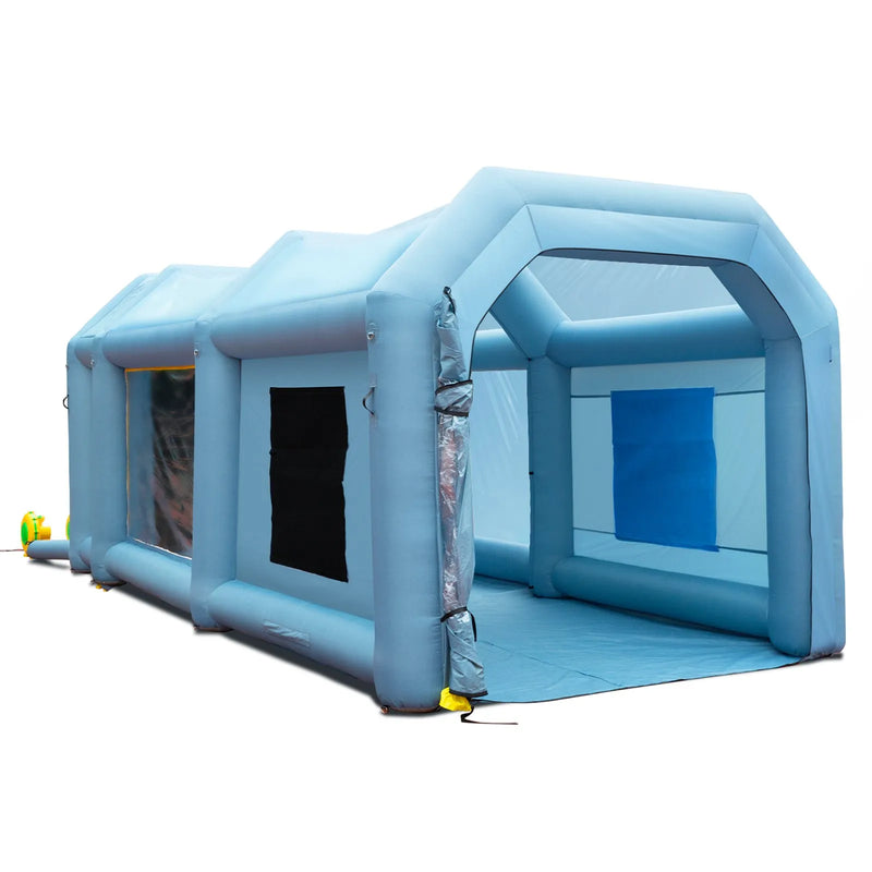Uzpūšamā krāsošanas kabīne automašīnām 6 × 3 × 2.5 m ar filtru sistēmu un 2 ventilatoriem