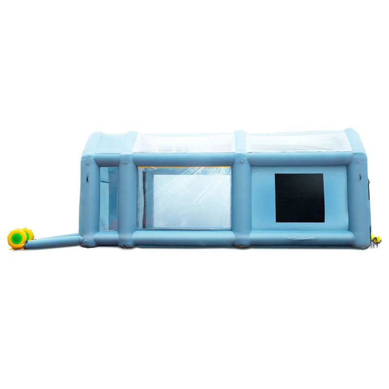 Uzpūšamā krāsošanas kabīne automašīnām 6 × 3 × 2.5 m ar filtru sistēmu un 2 ventilatoriem