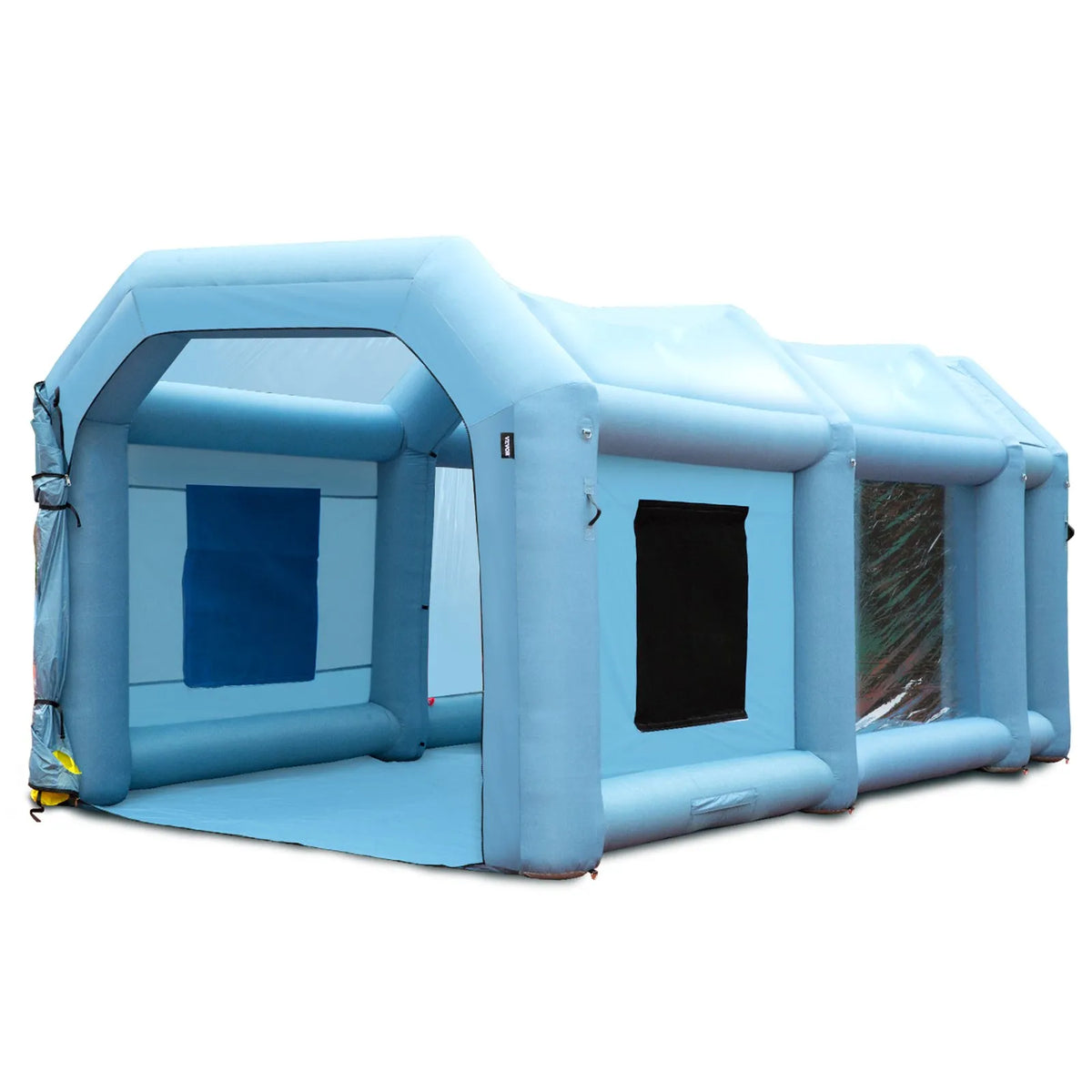 Uzpūšamā krāsošanas kabīne automašīnām 6 × 3 × 2,5 m ar filtru sistēmu un 2 ventilatoriem