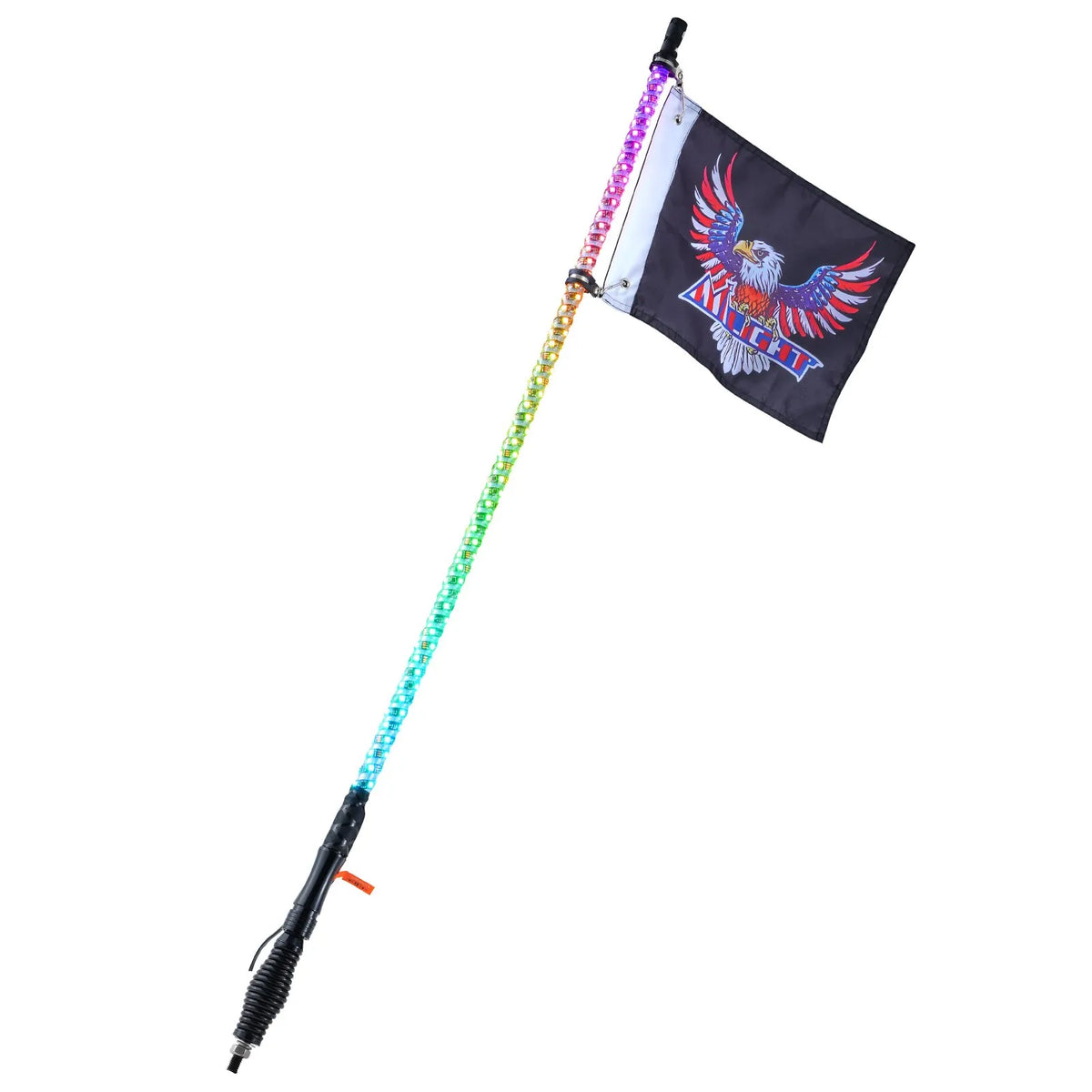 VEVOR LED Mast Light, 1 Piece, 0.9 m with Spring Base; App and Remote Control 360° Spiral RGB Moving Light, Waterproof, with 2 Flags; Suitable for UTV, ATV, Motorcycles, RZR, Can-Am and Go-Karts