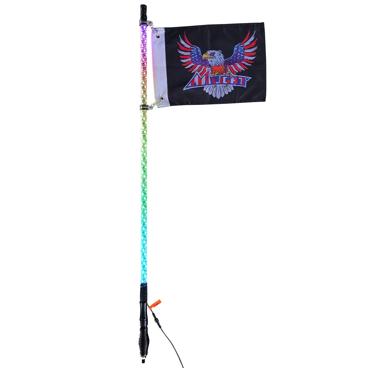 VEVOR LED Mast Light, 1 Piece, 0.9 m with Spring Base; App and Remote Control 360° Spiral RGB Moving Light, Waterproof, with 2 Flags; Suitable for UTV, ATV, Motorcycles, RZR, Can-Am and Go-Karts