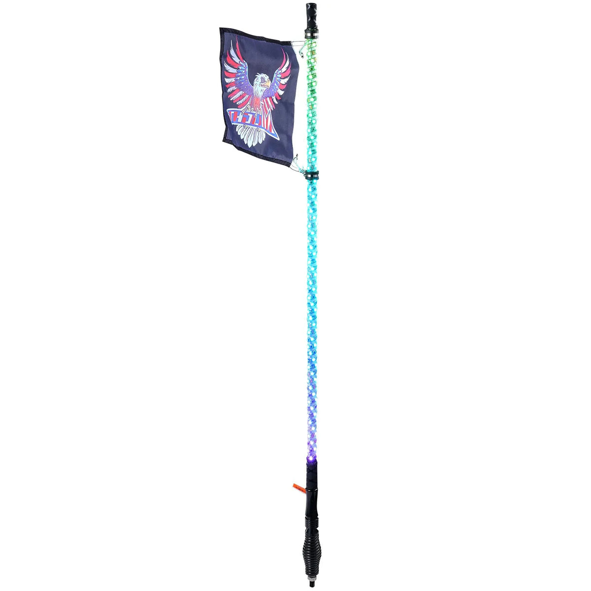 VEVOR LED Mast Light, 1 Piece, 0.9 m with Spring Base; App and Remote Control 360° Spiral RGB Moving Light, Waterproof, with 2 Flags; Suitable for UTV, ATV, Motorcycles, RZR, Can-Am and Go-Karts